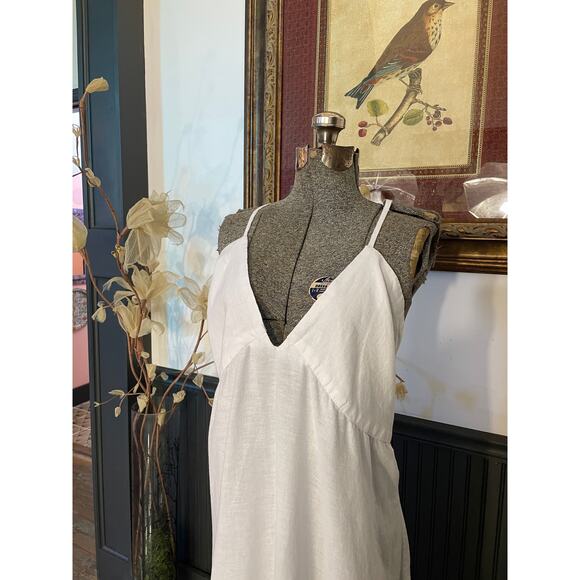 J.Crew White Linen Cotton Maxi Dress 3X Plus Size Crisscross Back - Picture 3 of 15